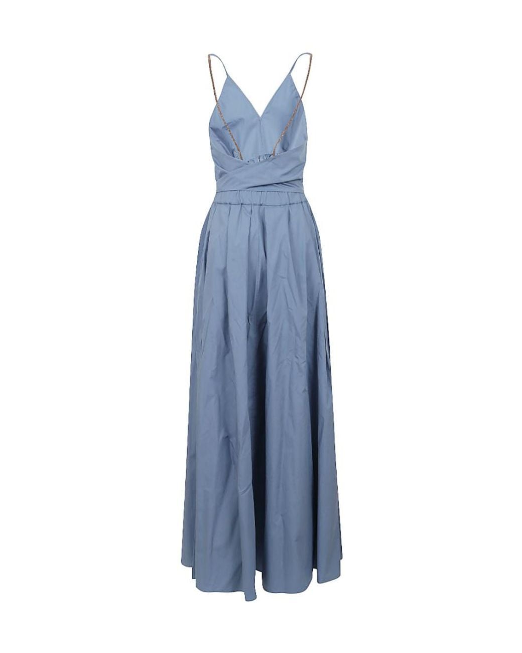 Brunello Cucinelli Blue V-Neck Sleeveless Dress