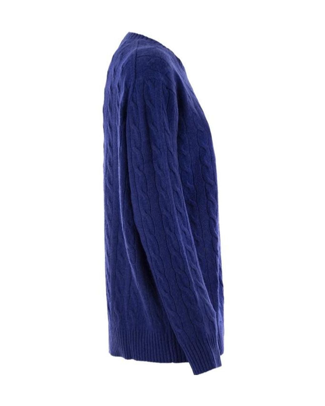 Polo Ralph Lauren Blue Logo-Embroidered Crewneck Jumper