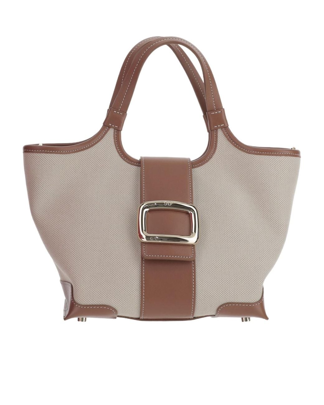 Roger Vivier Brown Logo Engraved Buckle Shoulder Bag