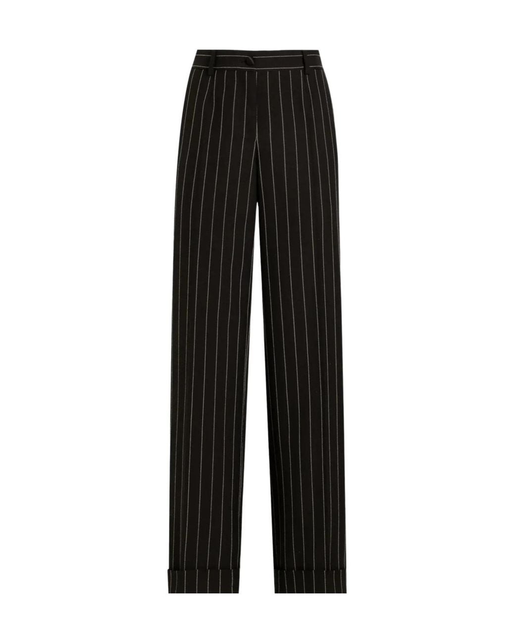 Dolce & Gabbana Black Straight Leg Pinstriped Pants