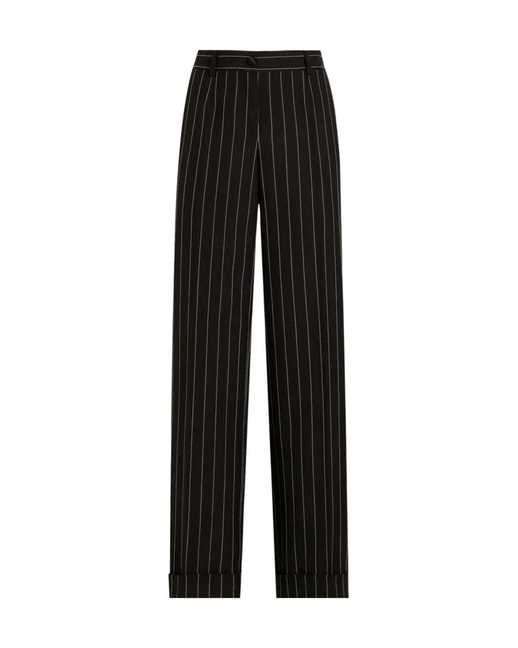 Dolce & Gabbana Black Straight Leg Pinstriped Pants