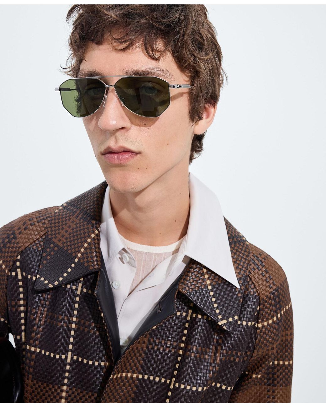 Bottega Veneta Green Aviator Sunglasses for men