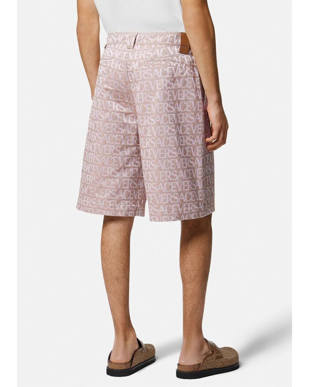 Versace Pink Allover-Jacquard High-Waist Bermuda Shorts for men