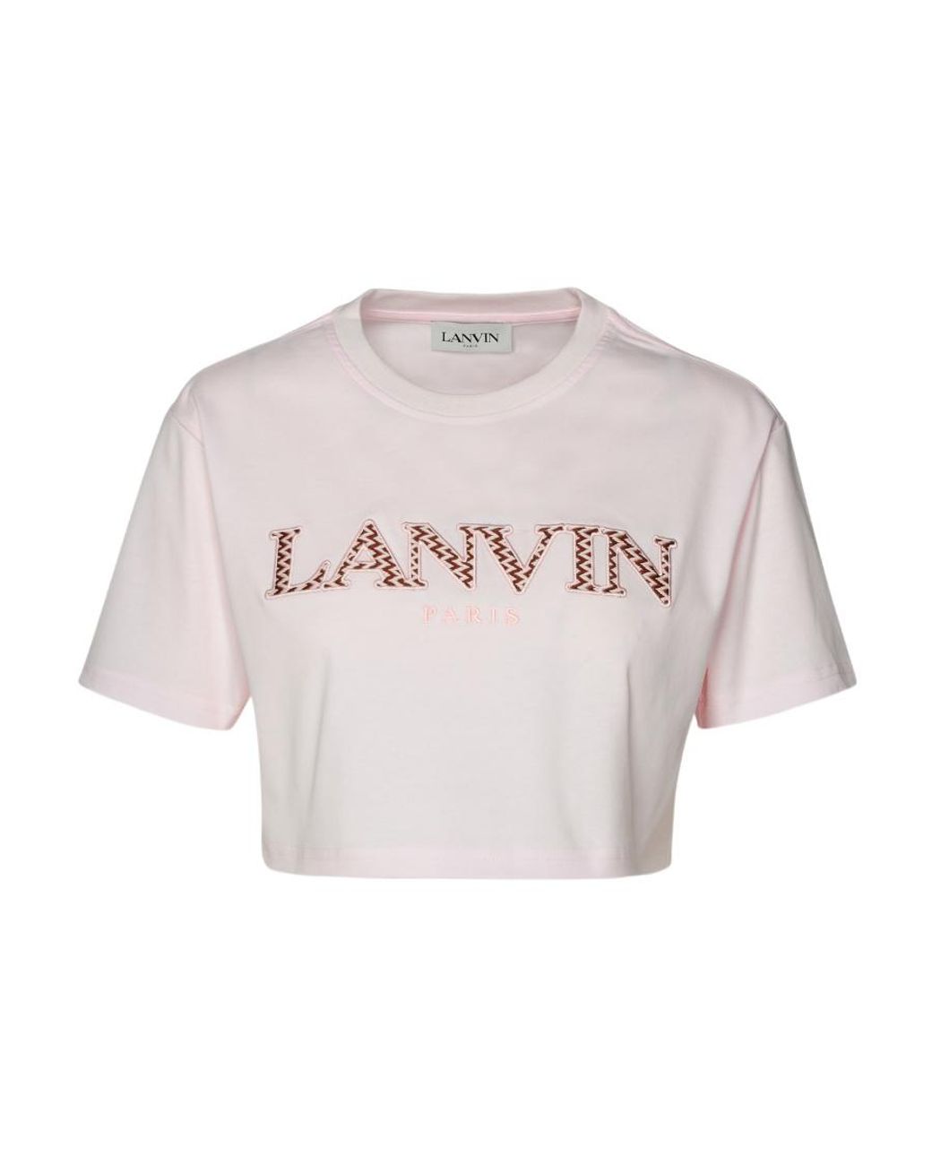 Lanvin White Logo Embroidered Cropped T-Shirt