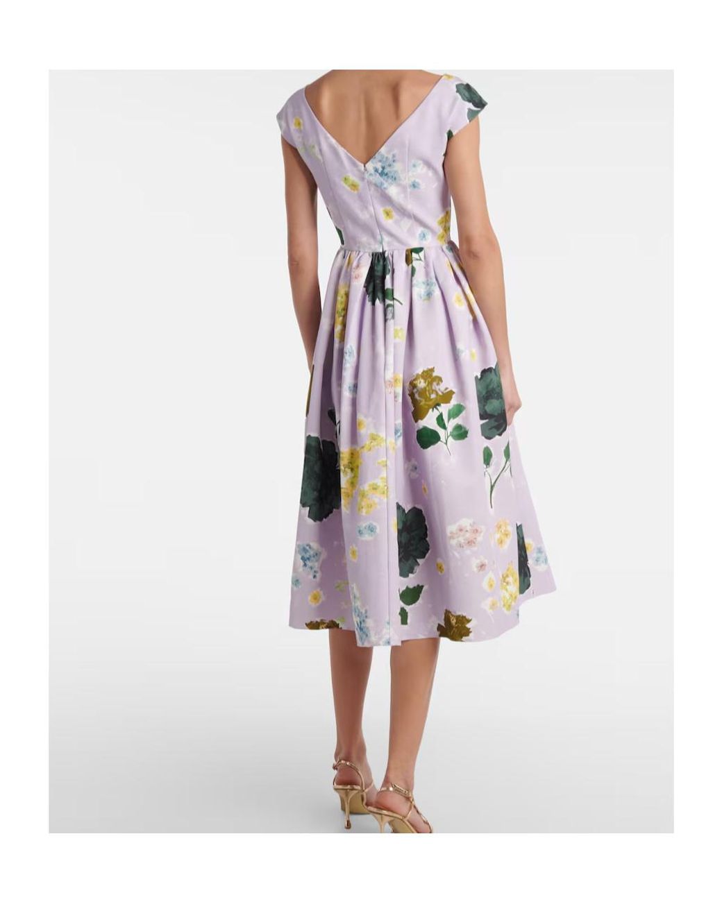 Erdem White Floral Cotton-Blend Faille Midi Dress