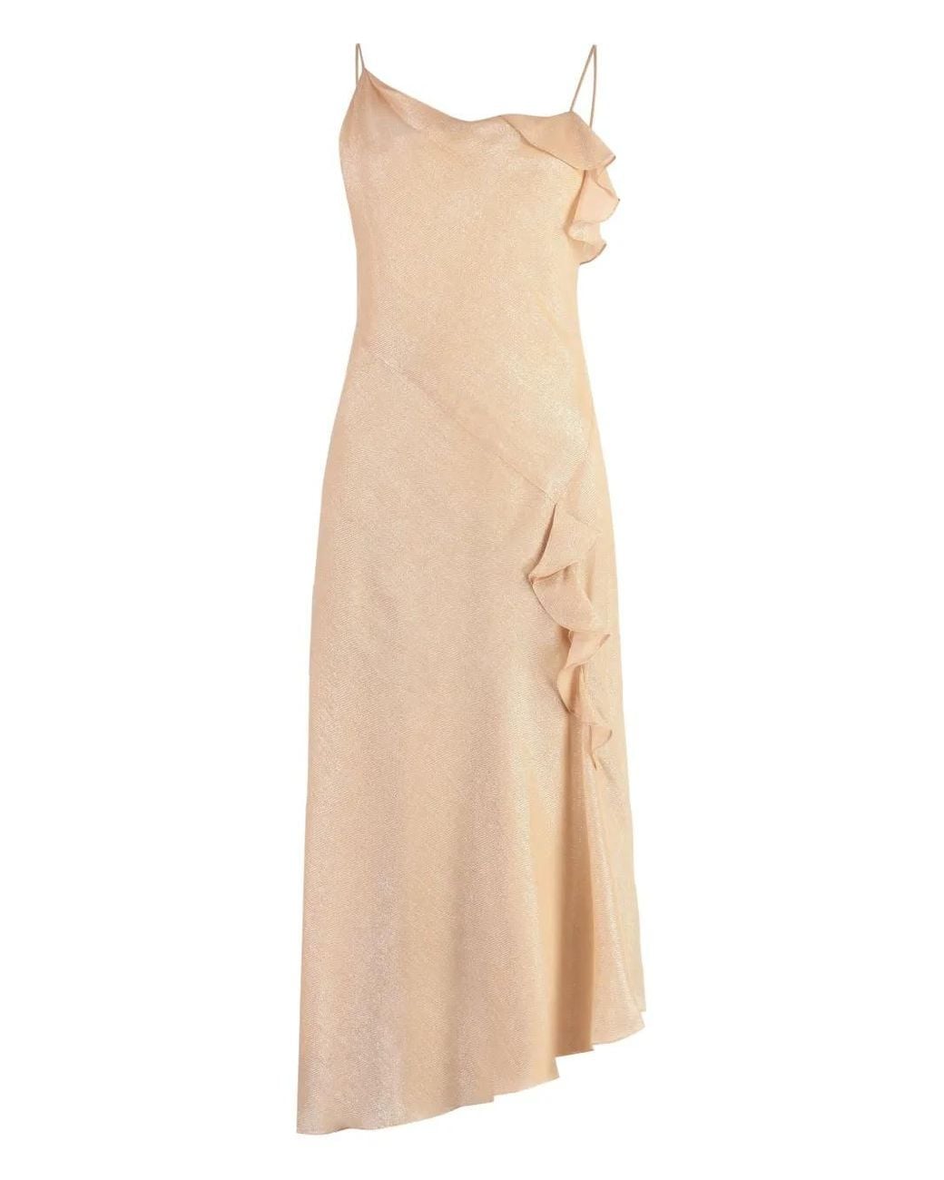 Victoria Beckham Natural Ruffle-Detail Asymmetrical Dress