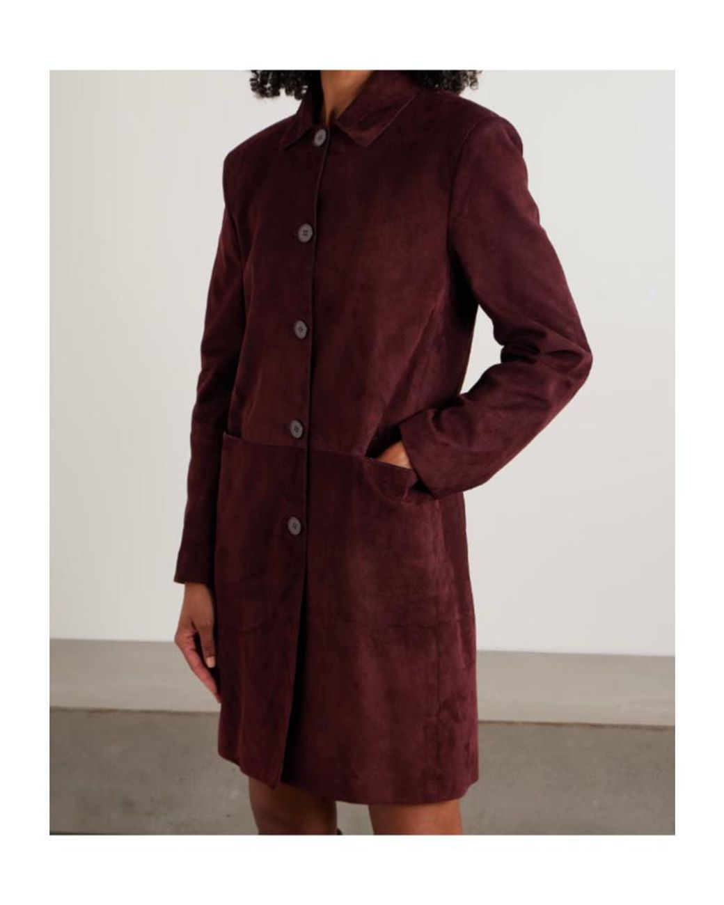 Nour Hammour Purple Long-Sleeved Leather Coat