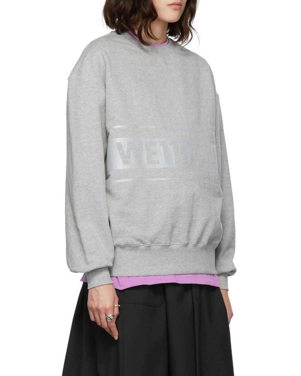 we11done Gray Logo Print Sweatshirt for men