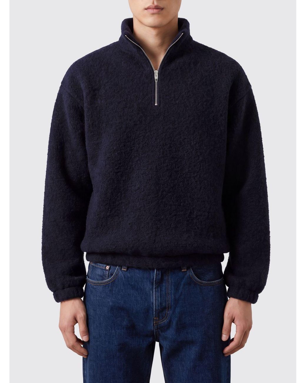 Jil Sander Black Half Zip High Neck Sweatshirt for men