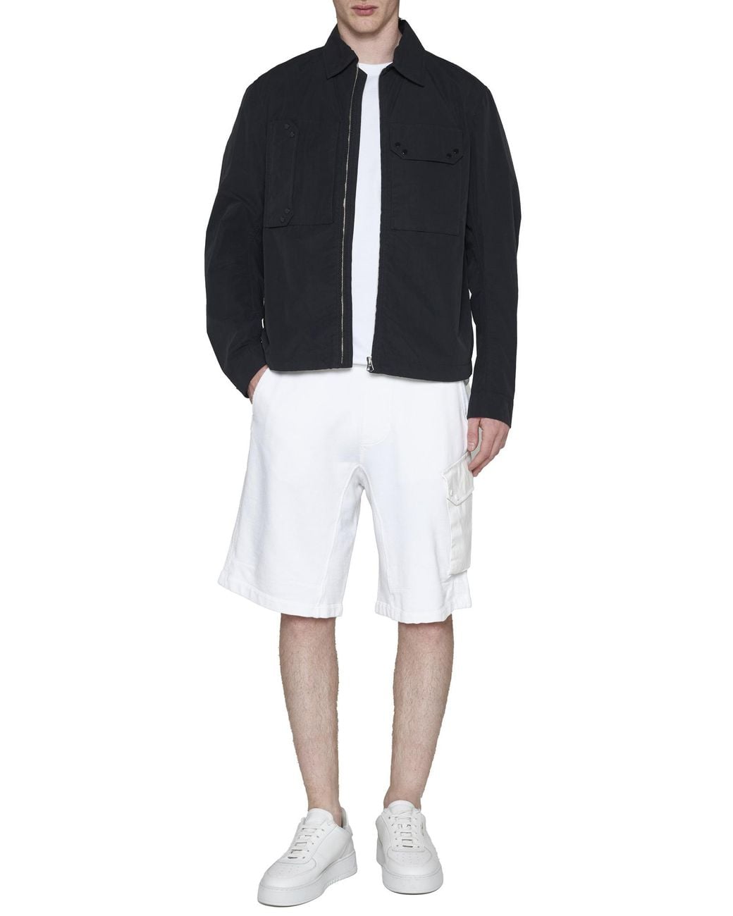 C P Company Blue Logo Patch Zipped Shirt Jacket for men