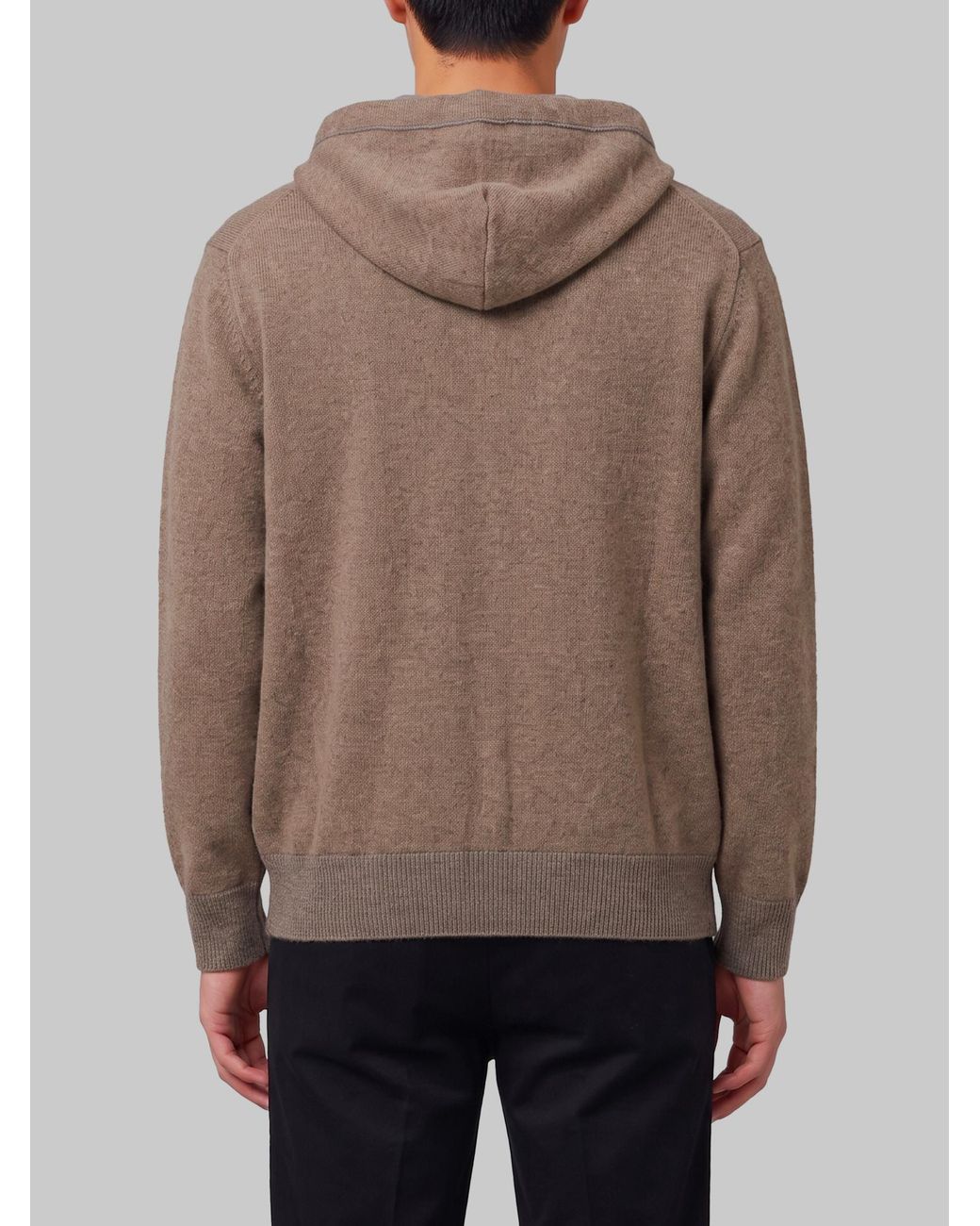 Roberto Collina Brown Zip-Up Hooded Knit Cardigan for men