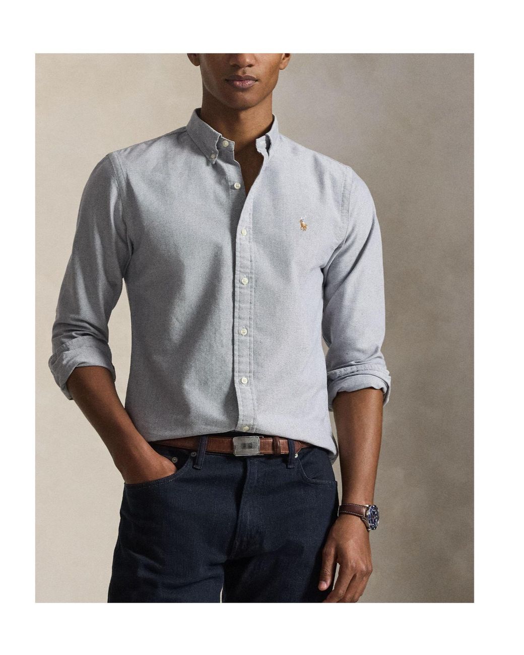 Polo Ralph Lauren Gray Slimfit Oxford Shirt for men