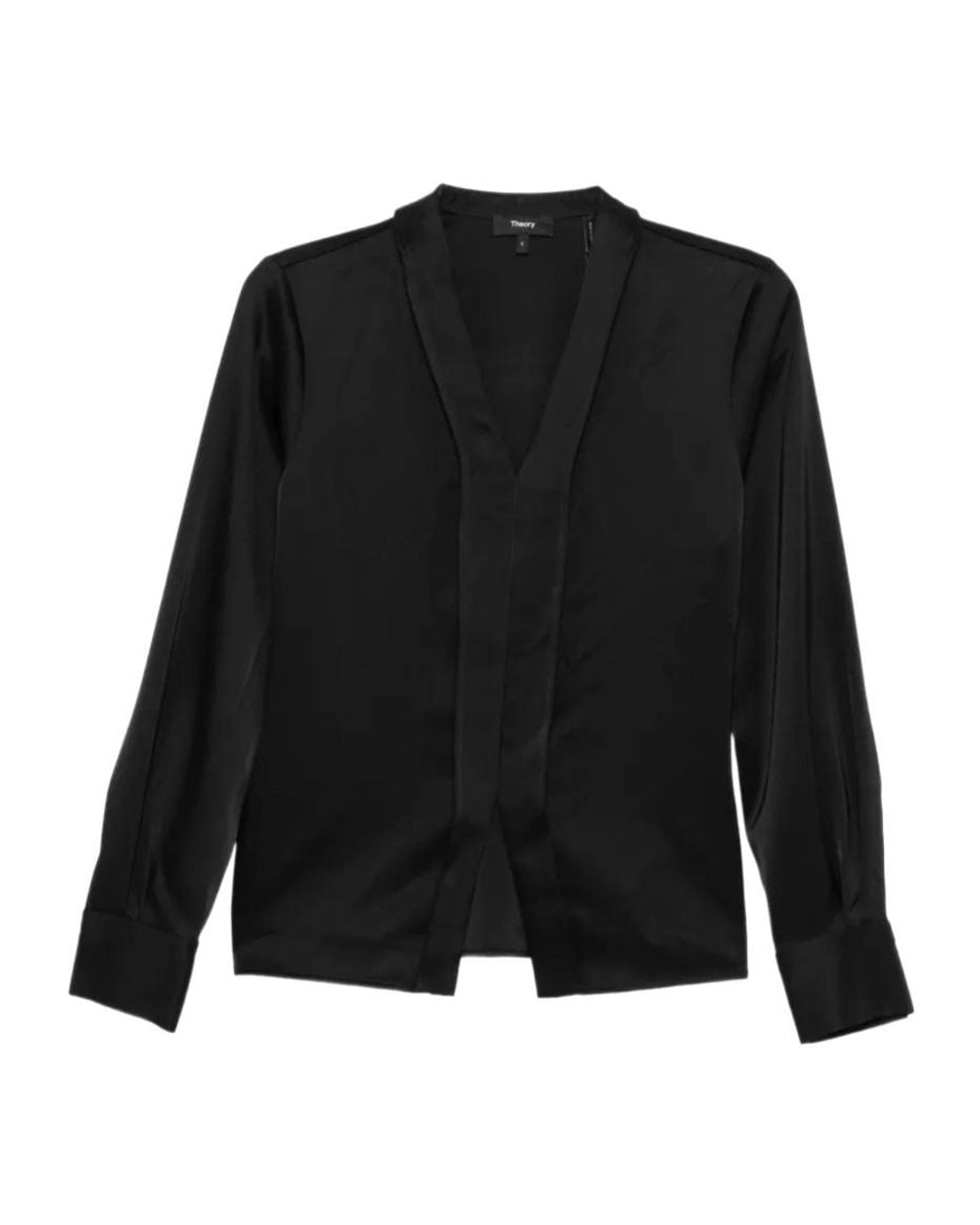 Theory Black Seam Satin Blouse