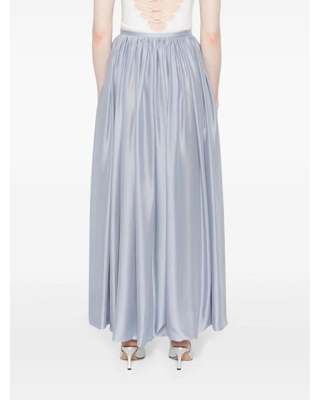 Giorgio Armani Blue Ruched Satin Maxi Skirt