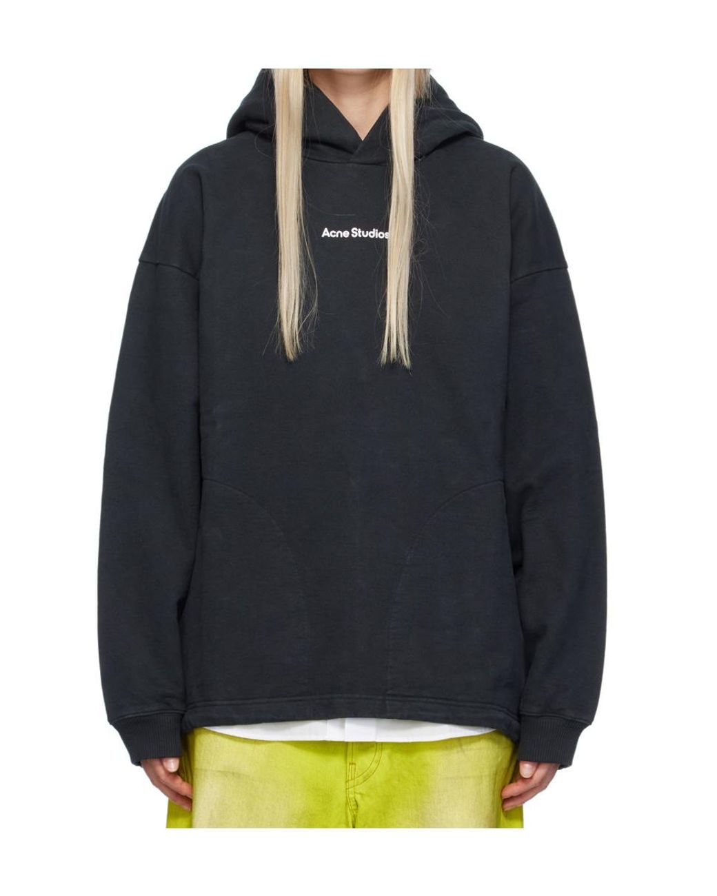 Acne Blue Logo Printed Oversized Hoodie