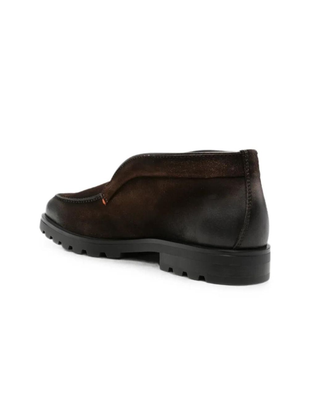 Santoni Brown Round-Toe Leather Loafers for men