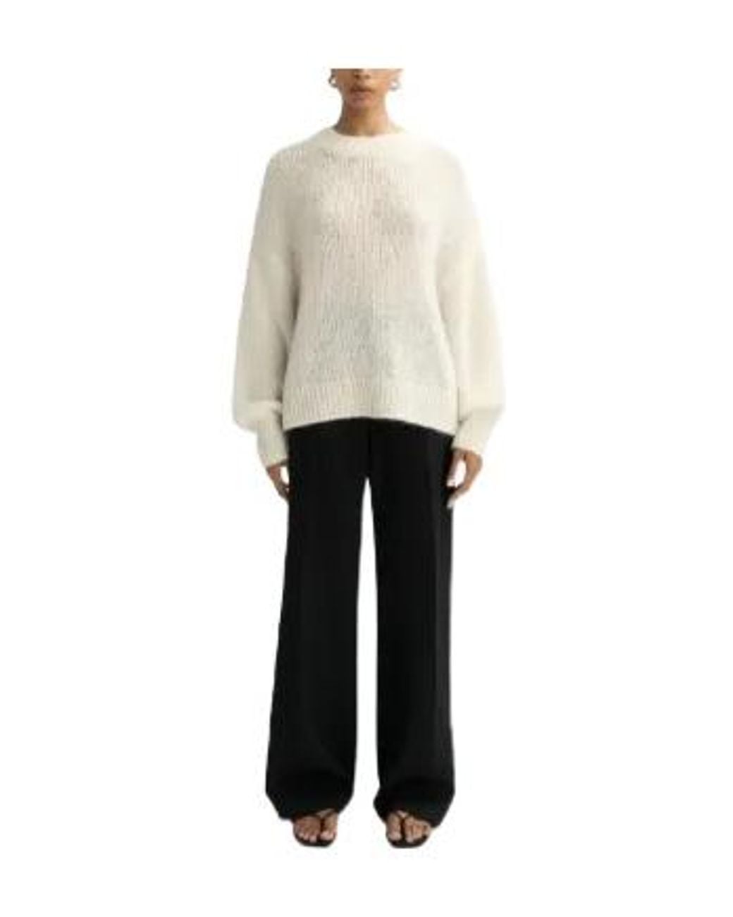 Soft Goat White Round-Neck Knitted Jumper