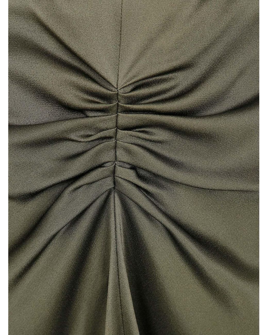Victoria Beckham Green Bela Ruched Detailed Midi Skirt