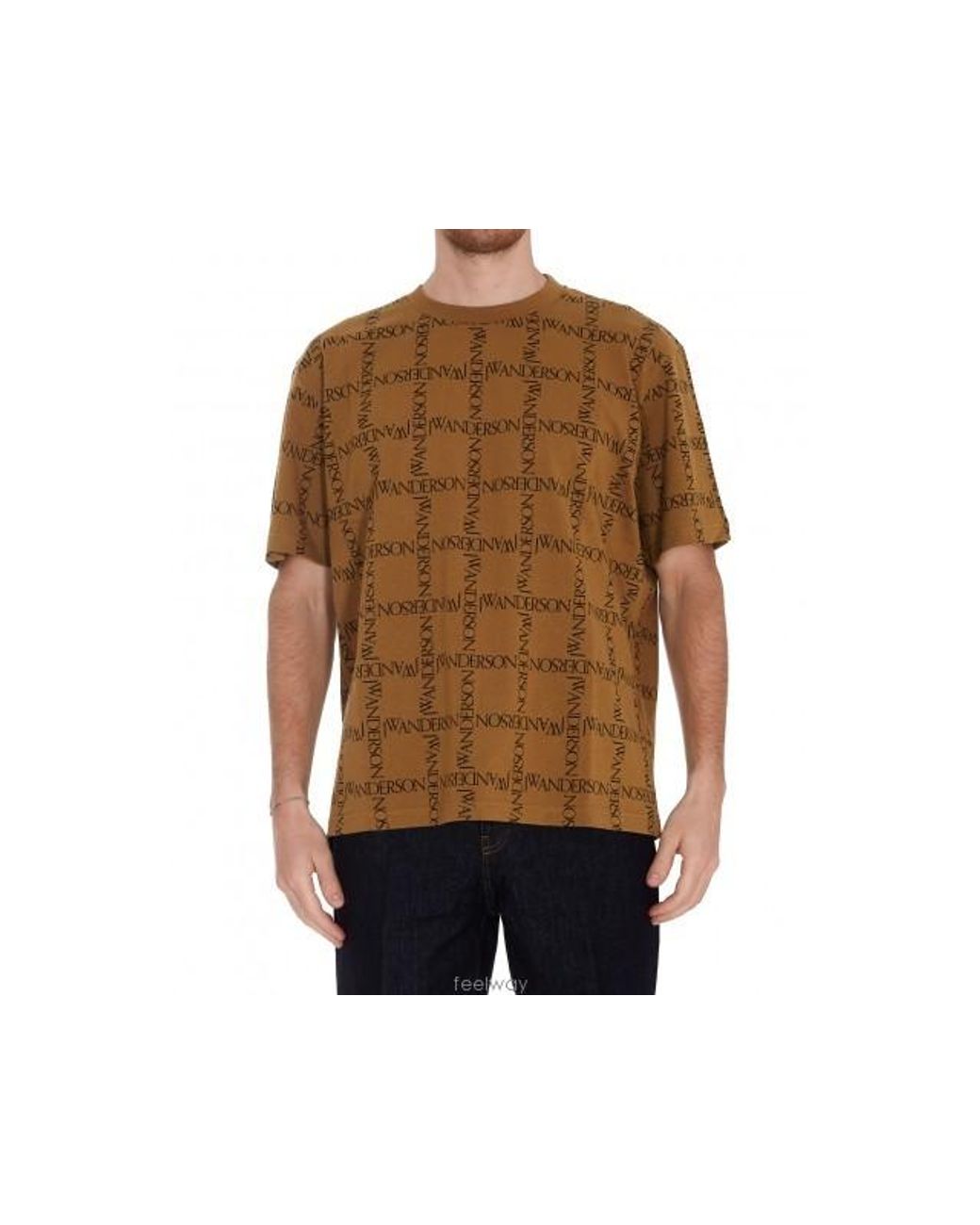 J.W. Anderson Black Jw Anderson Logo Printed Crewneck T-Shirt for men