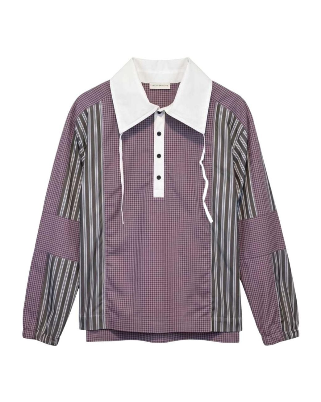 Dries Van Noten Purple Long-Sleeved Half-Button Shirt for men