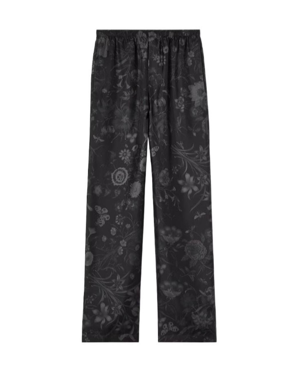 Gucci Gray Printed Silk Twill Pants for men
