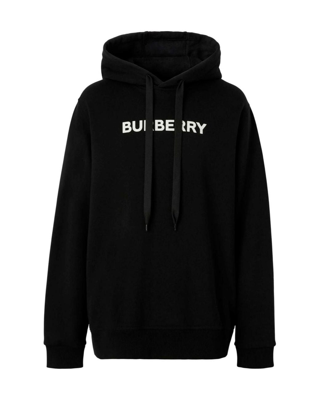 Burberry Black Logo Printed Drawstring Hoodie for men