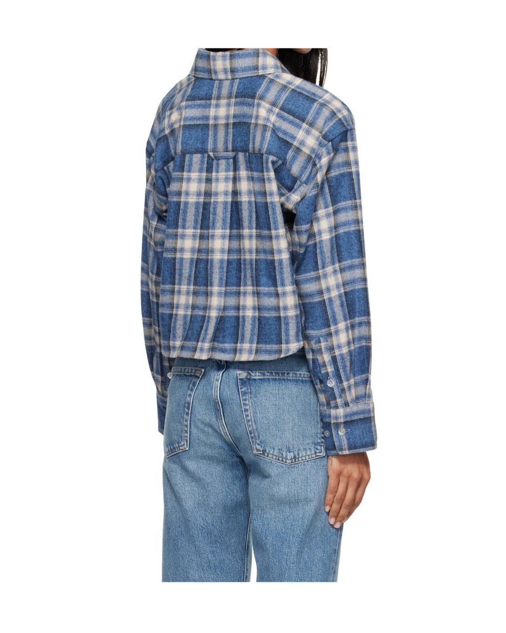 Citizens of Humanity Blue Cropped Plaid Shirt