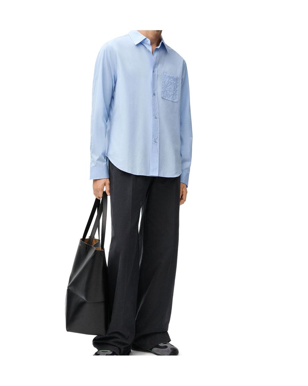 Loewe Blue Cotton-Blend Anagram Shirt for men