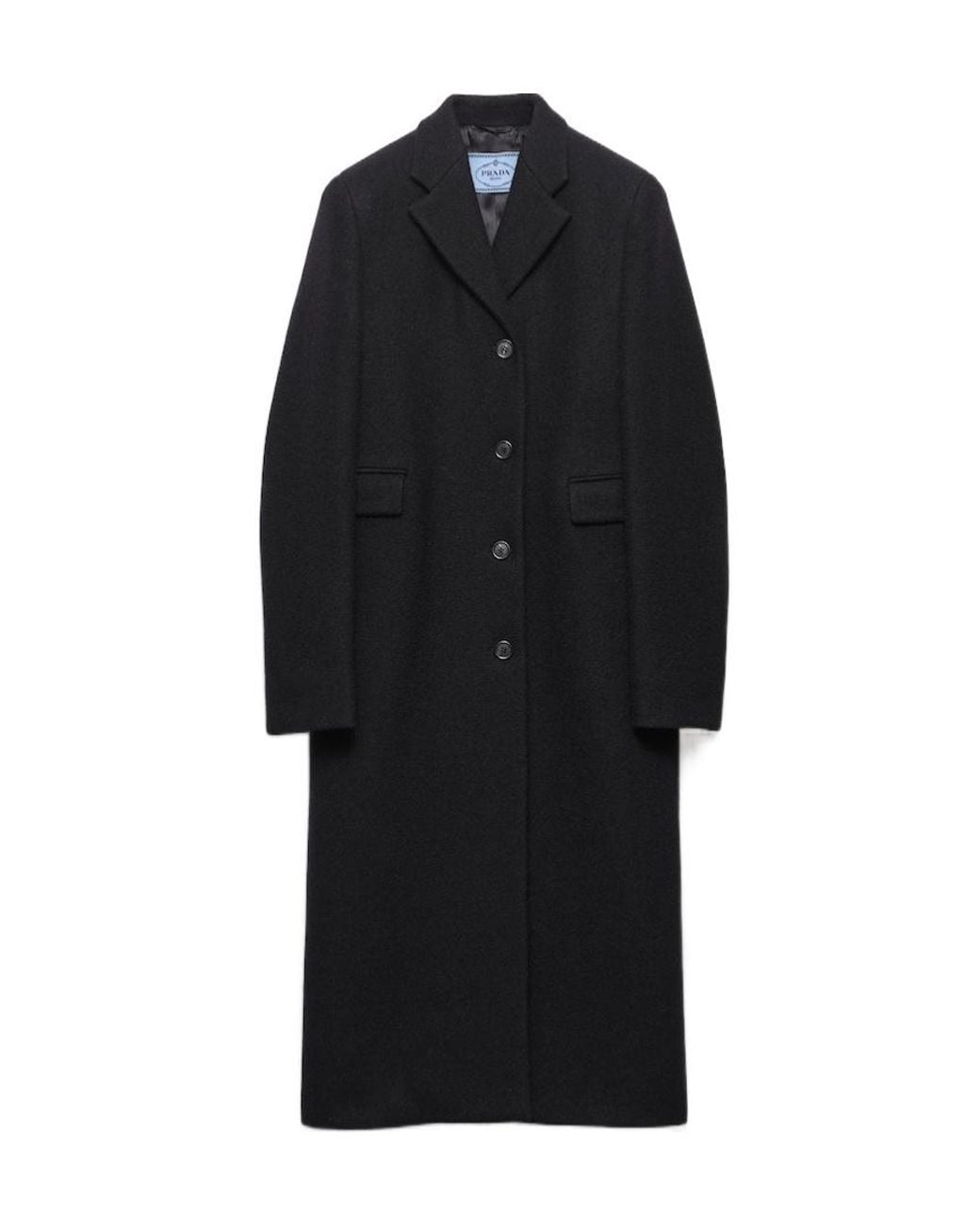 Prada Black Single-Breasted Shetland Wool Coat