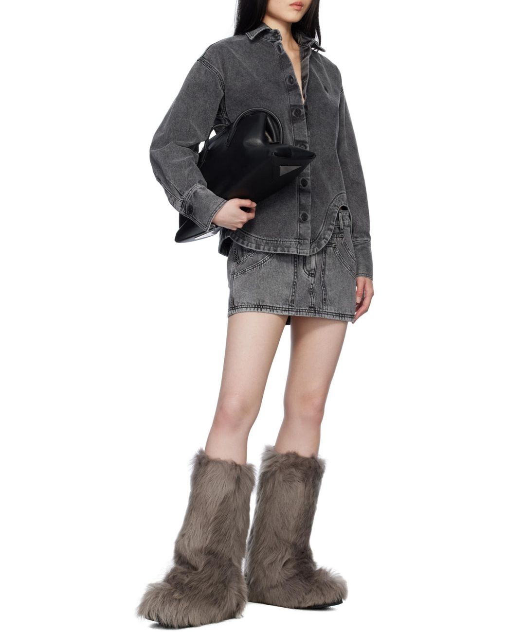 The Attico Gray The Eliza Shaped Split Denim Shirt