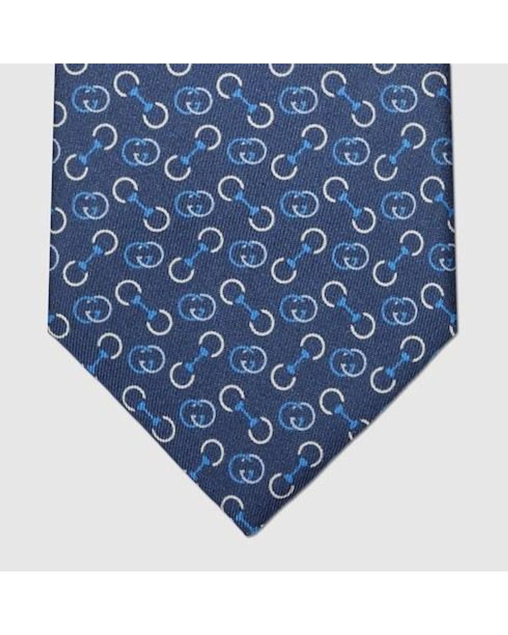 Gucci Blue Interlocking G Silk Tie for men