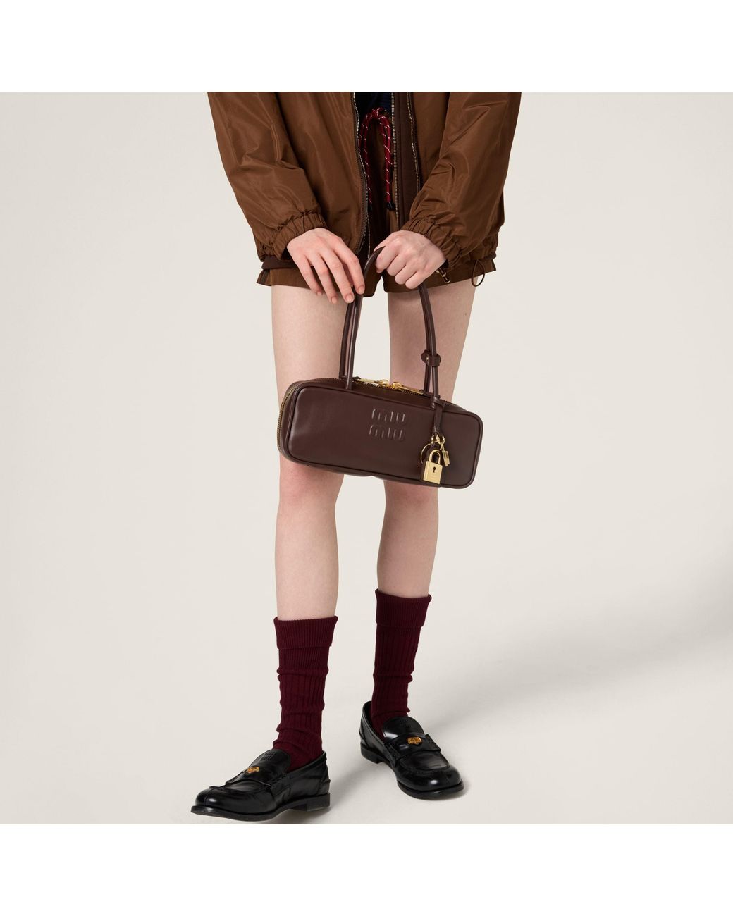 Miu Miu Brown Beau Zipped Shoulder Bag