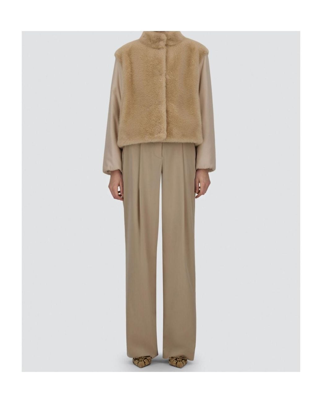 Herno Natural Pleated Wide Leg Trousers