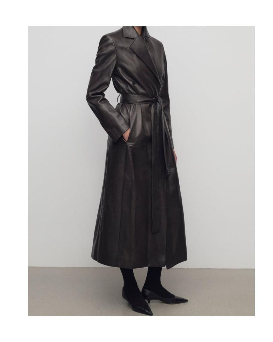 The Row Brown Raisa Leather Coat
