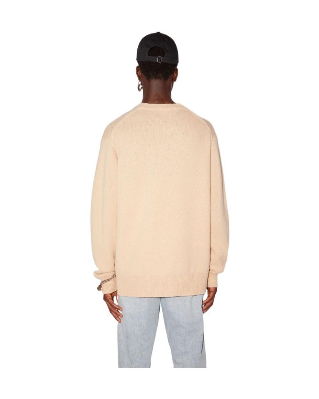 Acne Natural Ribbed-Knit V-Neck Sweater for men
