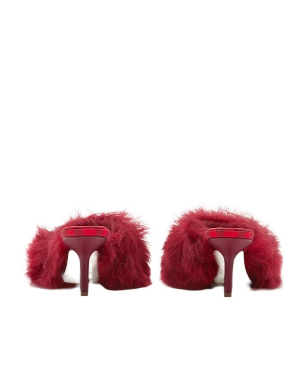 Burberry Jackie Open-Toe Shearling Sandals in Red | Lyst