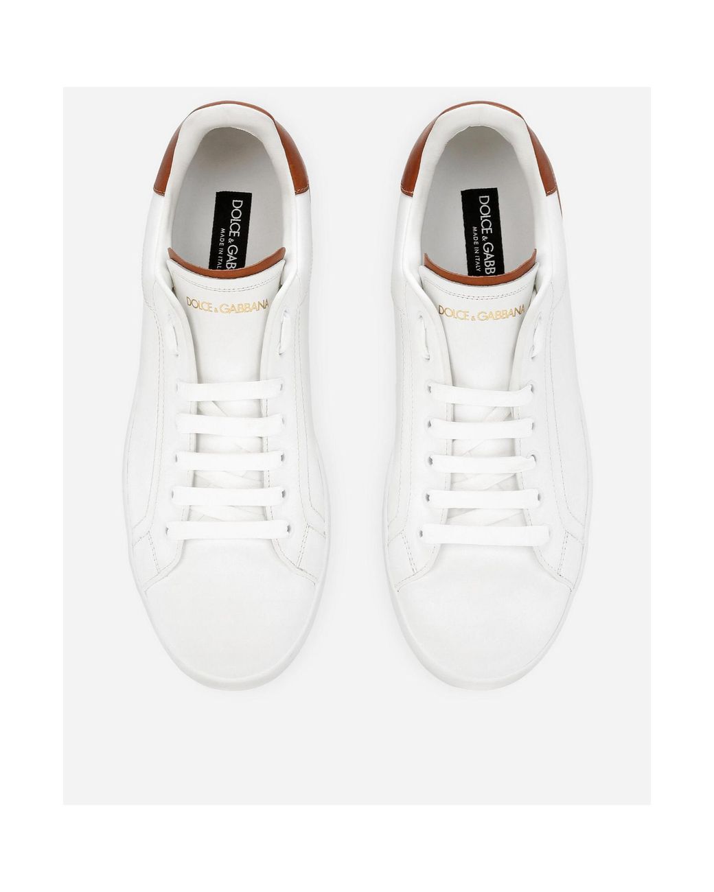Dolce & Gabbana White Portofino Logo Debossed Sneakers for men