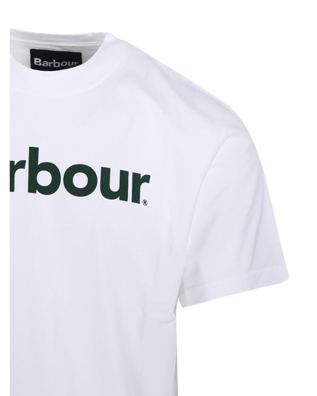 Barbour White Logo Printed Crewneck T-Shirt for men
