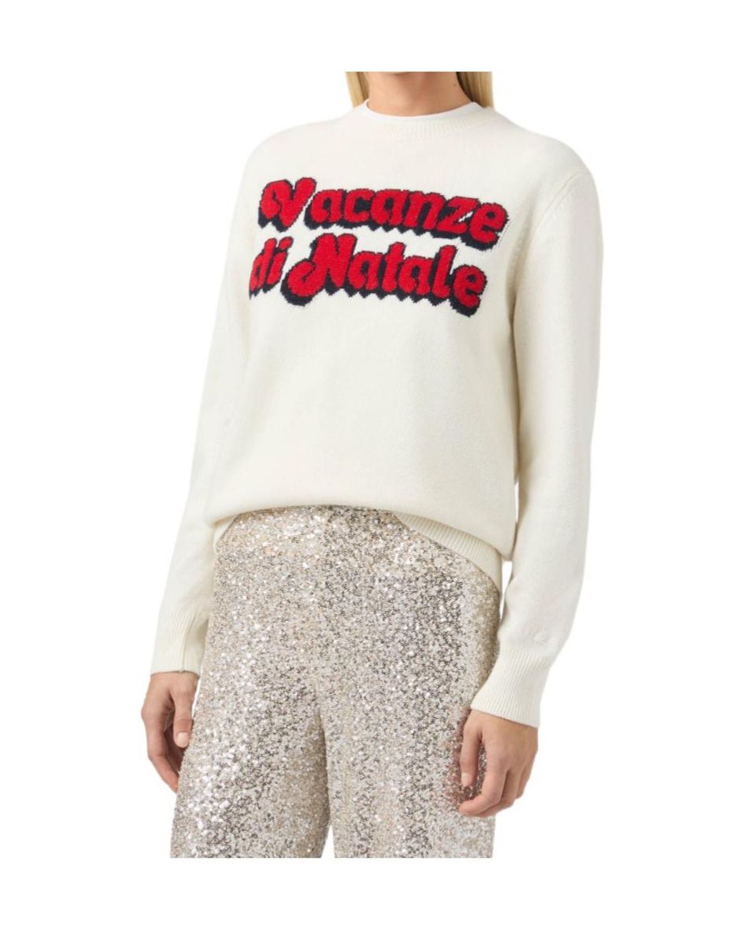 Mc2 Saint Barth White Bollicine Addicted Intarsia Crewneck Jumper