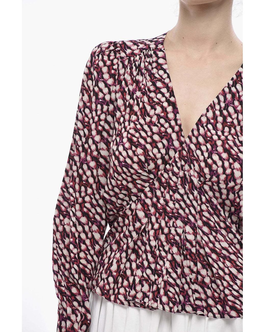 Isabel Marant Red Patterned V-Neck Blouse