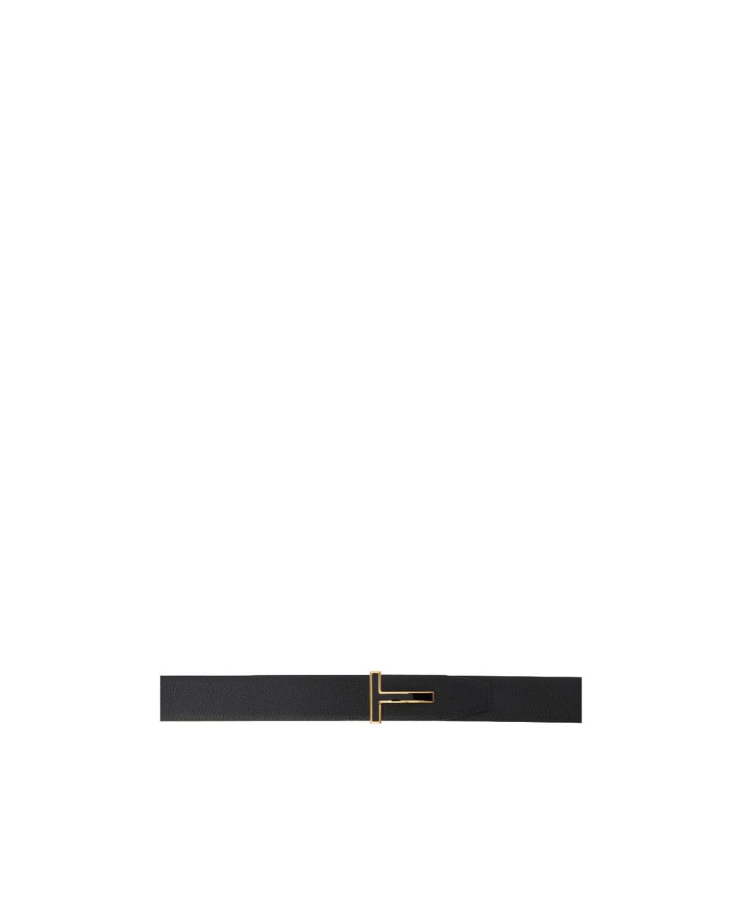 Tom Ford White Grained Leather Buckle T-Belt for men