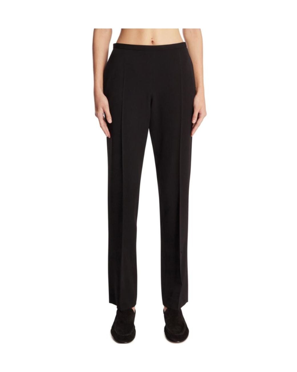 The Row Black Pressed Crease Straight Leg Trousers
