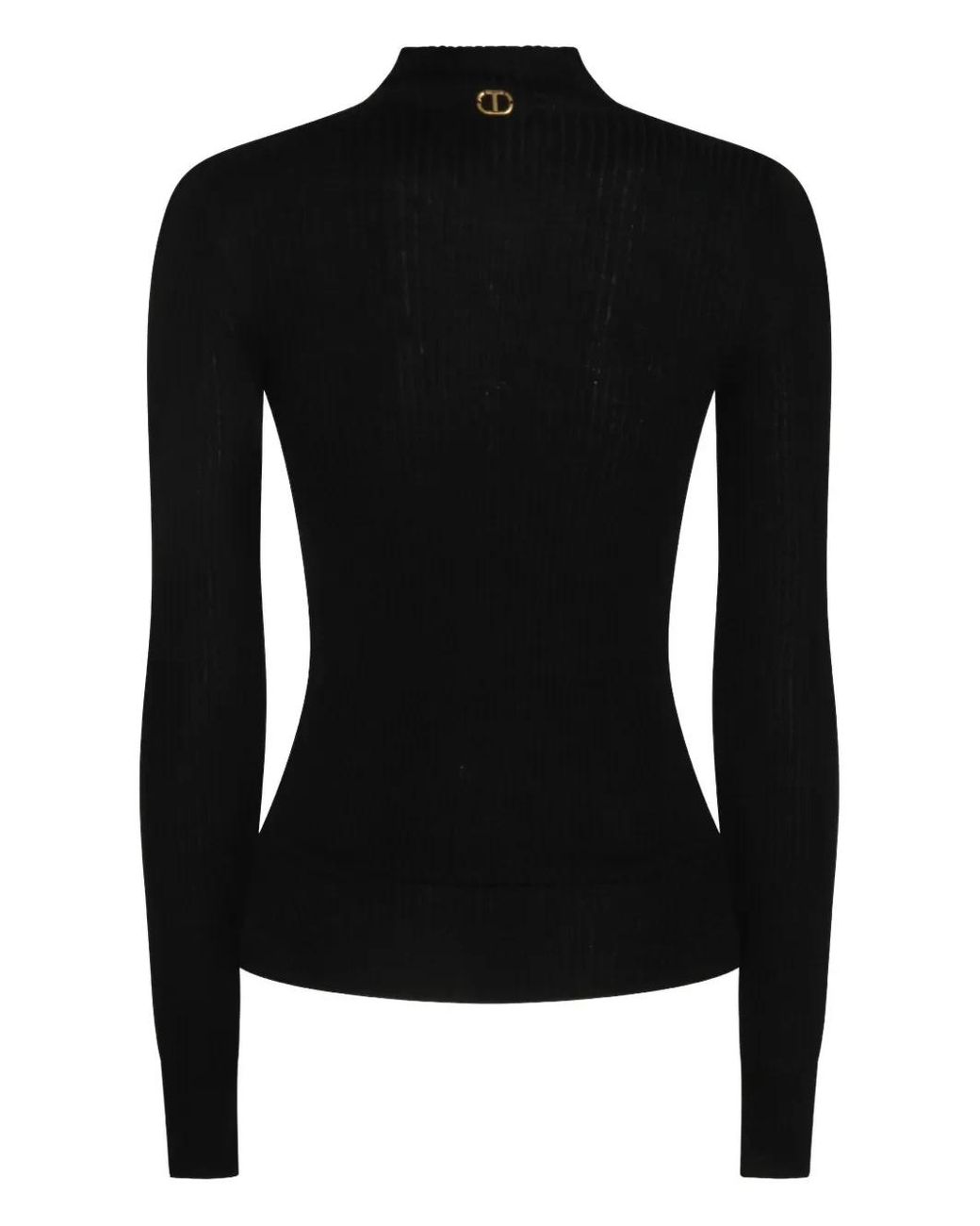 Twinset Black Ribbed High-Neck Sweater