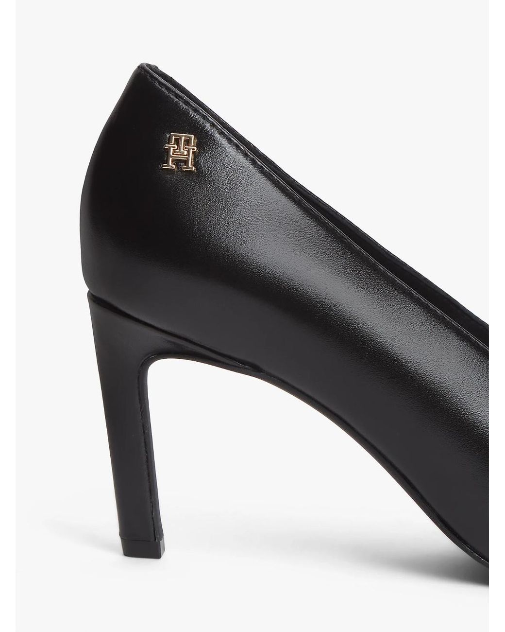 Tommy Hilfiger Black Pointed Logo Pumps