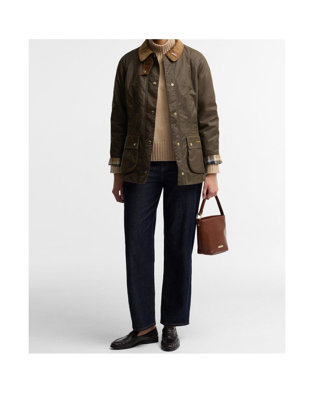 Barbour Green Cord Collar Waxed Jacket