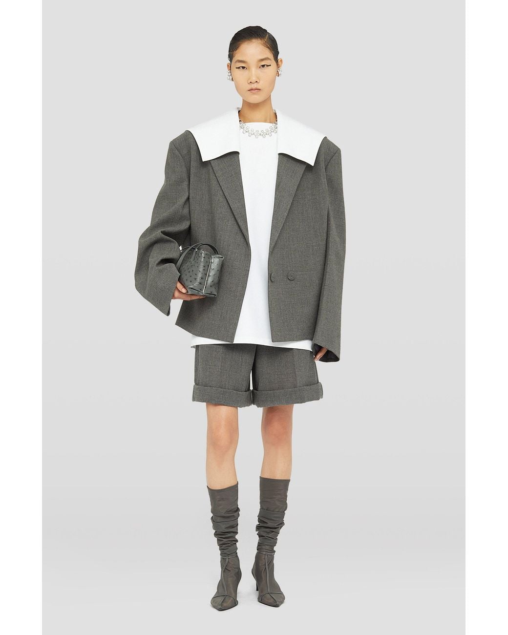 Jil Sander Gray Turn-Up Hem Tailored Shorts
