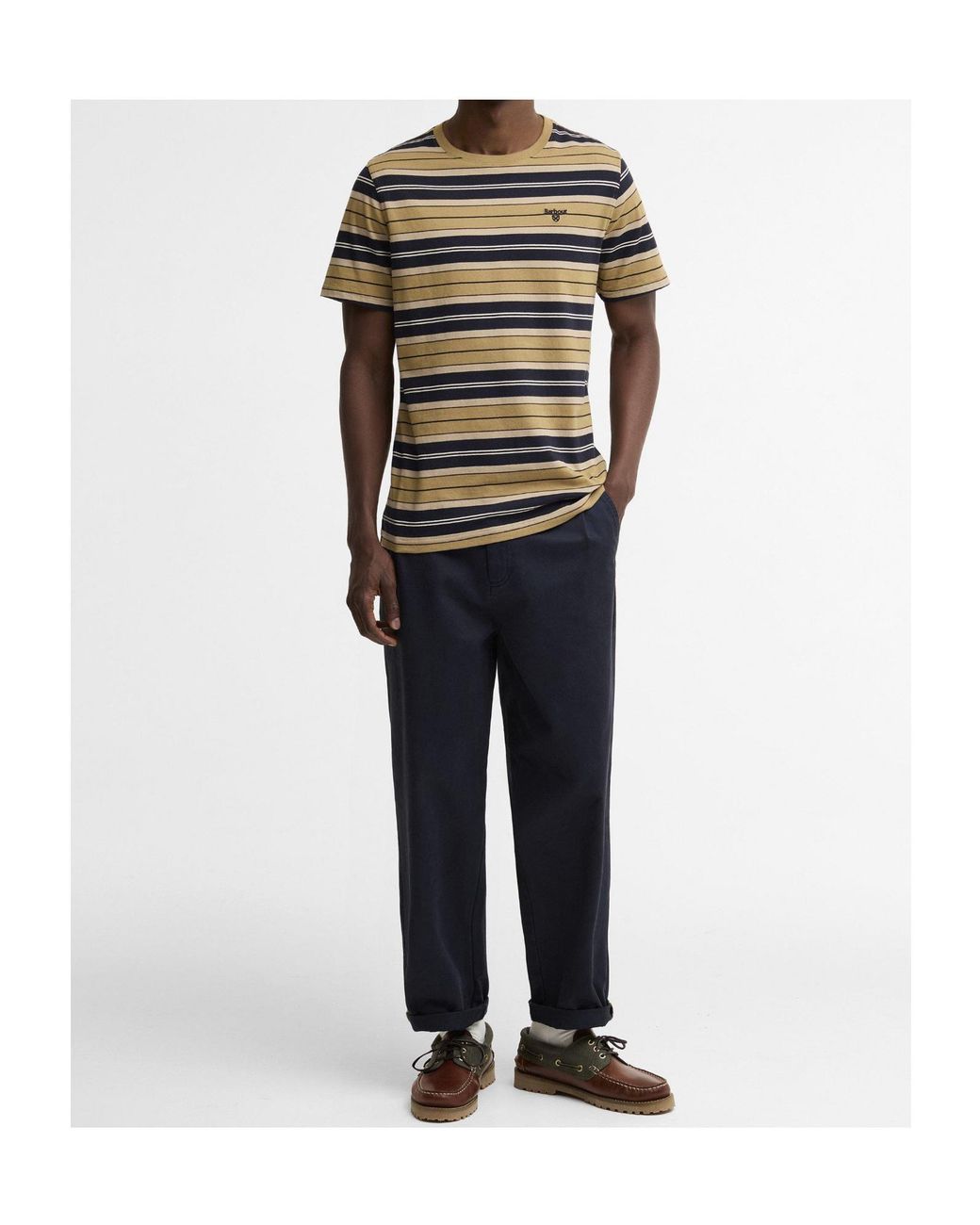Barbour Multicolor Striped Crew Neck Short Sleeve Tee for men