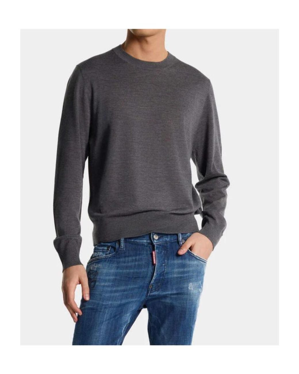 DSquared² Gray Logo Embroidered Knitted Jumper for men