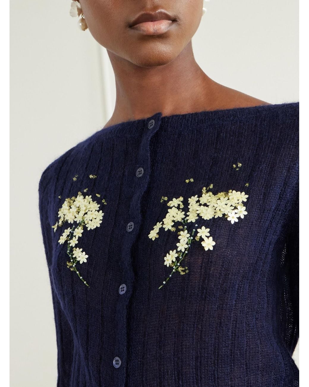 ShuShu/Tong Blue Embellished Knitted Cardigan