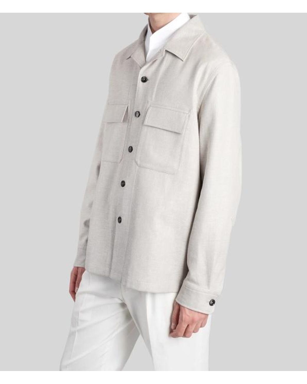 Zegna White Button-Up Overshirt for men
